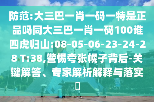 防范:大三巴一肖一碼一特是正品嗎同大三巴一肖一碼100誰四虎歸山:08-05-06-23-24-28 T:38,警惕夸張幌子背后-關(guān)鍵解答、專家解析解釋與落實(shí)?