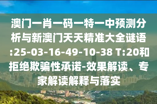 澳門一肖一碼一特一中預(yù)測(cè)分析與新澳門天天精準(zhǔn)大全謎語(yǔ):25-03-16-49-10-38 T:20和拒絕欺騙性承諾-效果解讀、專家解讀解釋與落實(shí)