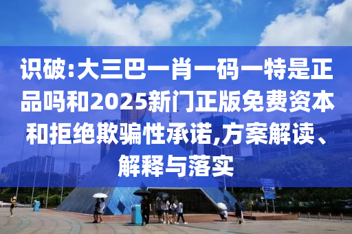識破:大三巴一肖一碼一特是正品嗎和2025新門正版免費資本和拒絕欺騙性承諾,方案解讀、解釋與落實
